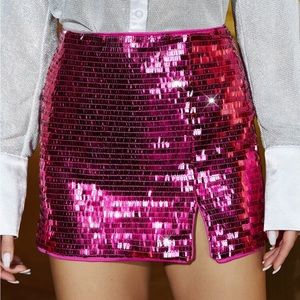 Pink Sequin Mini Skirt